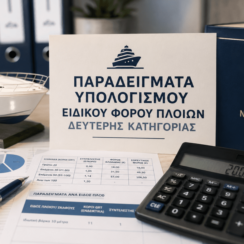 Παραδείγματα υπολογισμού Ειδικού Φόρου Πλοίων δεύτερης κατηγορίας σύμφωνα με το νέο νομοσχέδιο.